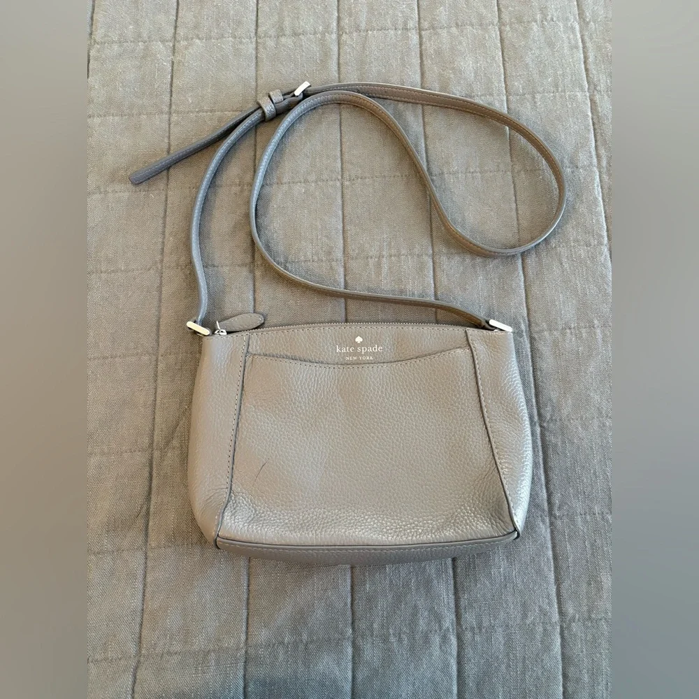 Kate Spade Monica Crossbody grey pebbled leather crossbody purse